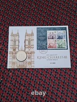 Coronation King Charles III Stamps & £5 BU Coin Cover by Royal Mail / Royal Mint