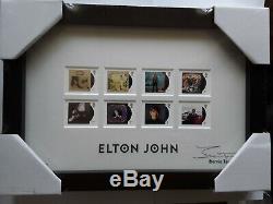 Elton John Royal Mail Album Covers Framed Stamps signed by Bernie Taupin