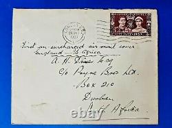 First Un-Surcharged Air Mail Cover England South Afrcia 25 June 1937 TO6