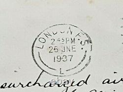 First Un-Surcharged Air Mail Cover England South Afrcia 25 June 1937 TO6