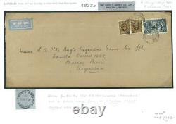 GB 10s SEAHORSE Cover DOCK SHOTTON Ches KGV High Value ARGENTINA AIR MAIL 1937.2
