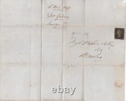 GB 1840 1d PENNY BLACK PLATE 8 ON ENTIRE WITH SOUTHWOLD PENNY POST CACHET