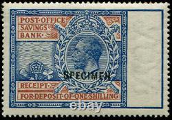 GB 1912 Post Office Savings 1s ovpt Specimen very fine mint Spec POSB2a ref 2
