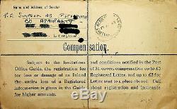 GB 1945 Regd Letter With Rare Large P. O. Maritime Mail Cancel