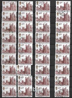 GB 1990s High Value Castles stamps x 372 £1, £1.50, £2 and £5 used off paper
