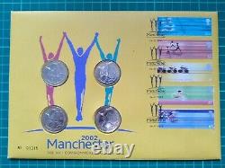 GB 2002 Commonwealth Games 4 x £2 Coin Royal Mail Mint Numismatic PNC FDC