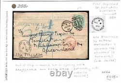 GB AUSTRALIA MAIL TruroCornwall Registered Stationery 1s Green Cover 1880 266f