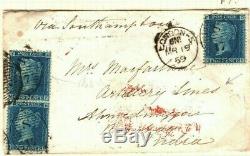 GB Cover INDIA 1859 MILITARY MAIL Artillery Lines 2d BLUE Plate 7 3 MCA14