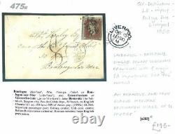 GB DESTINATION MAIL 1850 Liverpool Underpaid Cover Single Penny Red FRANCE 475b