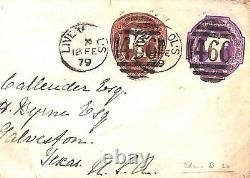 GB EARLY TEXAS MAIL Liverpool Transatlantic Compound Stationery USA 1879 MS2026