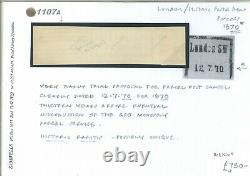 GB EARLY TRIAL PARCEL POST CANCEL Dated 12.7.70 HISTORIC RARITY 1870 1107a