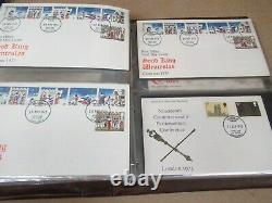 GB FDCs COVERS ETC LARGE LOT IN 5 ROYAL MAIL AND 2 POST OFFICE ALBUMS 100S ITEMS
