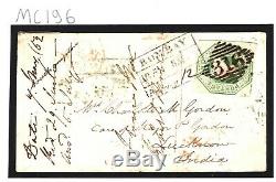 GB IRELAND Cover 1s EMBOSSED SUPERB Lurgan 316 Numeral 1852 India Mail MC196