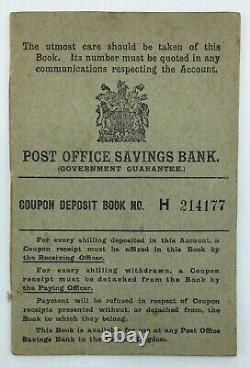 GB KGV 1920 Post Office Savings Bank Receipt Revenue Stamps in Original Book