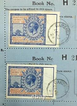 GB KGV 1920 Post Office Savings Bank Receipt Revenue Stamps in Original Book