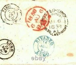 GB LATE DESTINATION MAIL Cover Liverpool PS8.30LN CDS 1858 Ribadeo Spain L01a