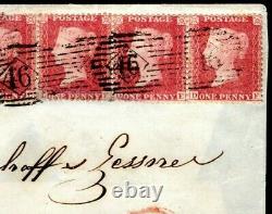 GB LATE FEE DESTINATION MAIL Cover SG. 40 STRIP OF SIX Id Red 1862 Milan L26b