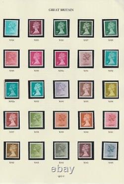 GB Machin phosphorised paper collection on 3 pages complete x924-x991a 72 stamps