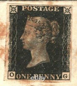 GB PENNY BLACK Cover Jarrow Penny Post Cancel 1841 Durham Local c£28,000 115d