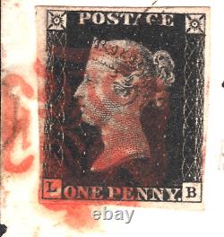 GB PENNY INTENSE BLACK 1840 Cover 1d Plate 8 Carnforth Penny Post Lancs 739m