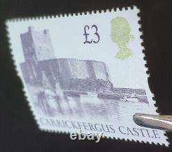 GB. QEII 1993 ERROR! £3 Carrickfergus Castle PRINTED BOTH SIDES of Queen's Head