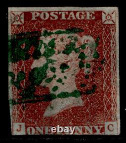 GB QV SG8, 1d red-brown BLACK MX PLATE 16, USED. Cat £3000+ GREEN PENNY POST JC