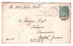 GB QV SG. 117 1s Cover 1s Northampton 1869 BRITISH GUIANA West Indies Mail KA539