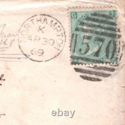 GB QV SG. 117 1s Cover 1s Northampton 1869 BRITISH GUIANA West Indies Mail KA539