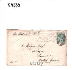 GB QV SG. 117 1s Cover 1s Northampton 1869 BRITISH GUIANA West Indies Mail KA539