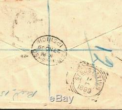 GB RARE SABAH MAIL Cover Via St. Kitts & St-Eustatius CURACAO 1899 BORNEO MC138