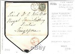 GB SG. 193 Cover 1885 SINGAPORE PAID CDS Military Destination Mail Stockwell 532b