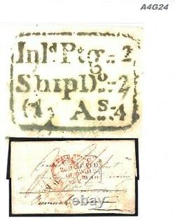 GB WALES INDIA MAIL Cover Newtown Mont 1830 SHIP LETTER Postmarks MILITARY A4G24