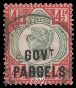 GREAT BRITAIN GOVERNMENT PARCELS 1892 4½p CARMINE ROSE GREEN GOVT PARCELS OVERPR