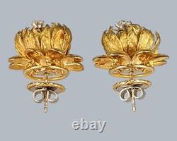 GRIMA EARRINGS Floral Diamond 18ct Gold Vintage 1960s Andrew Grima Post Earrings