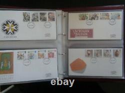 GT BRITAIN 1969-2004 FIRST DAY COVERS IN 5 x ROYAL MAIL ALBUMS 320+ x DIFFERENT