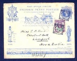 Great Britain Jy 2 1890 Uniform Penny Post Uprated Reg Fdc To Canada Scarce