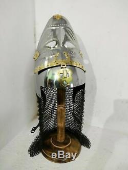 Medieval Asian Armor Helmet With Face Plate & Chain-mail best quality of items