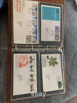 NICE POST OFFICE FIRST DAY COVER FDC ALBUM WITH 31 x COVERS. 1960s ONWARDS