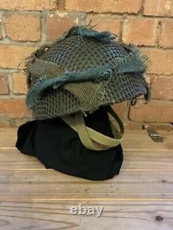Post WW2 British Army PARATROOPER AIRBORNE STEEL HELMET and net cover