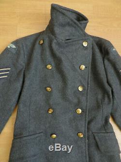 Post WW2 Military Blue Great Over Coat RAF Uniform Air Force Badges R10-12