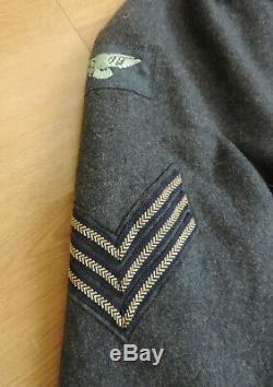 Post WW2 Military Blue Great Over Coat RAF Uniform Air Force Badges R10-12
