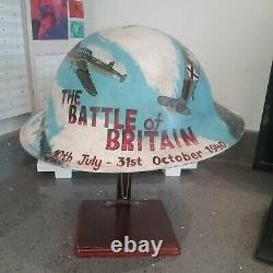 Rare WW2 Battle Of Britain Memorial post war Painted Home Front Brodie Helmet