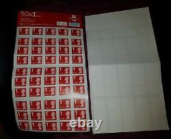 Royal Mail First Class Large Letter size 1st Class Stamp Sheet 50x2 (100 Stamps)