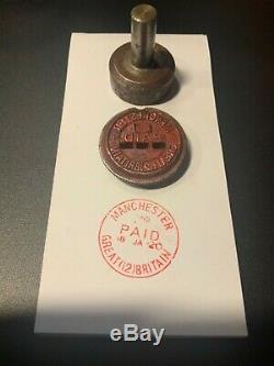 Royal Mail / Post Office Hand Stamper Manchester GB Scarce Red Paid Die Face