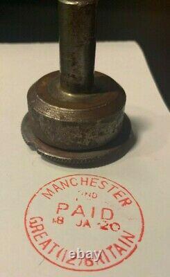 Royal Mail / Post Office Hand Stamper Manchester GB Scarce Red Paid Die Face