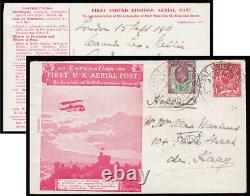 SG327 1911 First UK Aerial Post red envelope (inc. Contents) with 1d. Downe