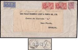 SG416 & 426a 1919 5s. Rose-red Bradbury and 6d. Purple. Used Air Mail envelop