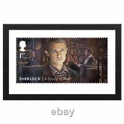 Sherlock A Study in Pink Framed Royal Mail Collectable Stamps Gallery Print