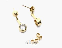 Vintage 9ct Gold Glittery Gem Set Drop Post Earrings GIFT BOXED 3.3g