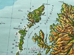 Vintage UNITED KINGDOM geographical school map chart UK GREAT BRITAIN geography